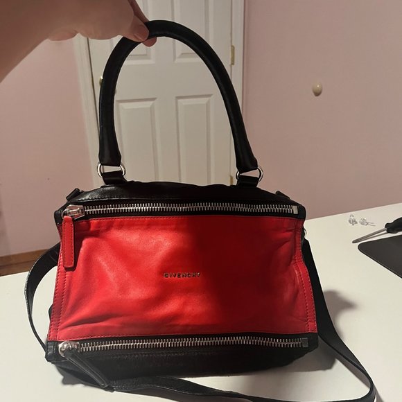 Givenchy Red Leather and Black Pony Hair Bag - Picture 12 of 16